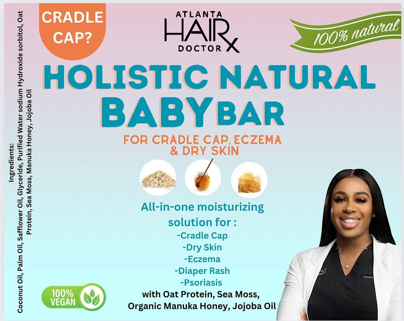 HOLISTIC NATURAL BABY BAR (Cradle Cap Treatment for Babies, Soothes Babies Scalp, Prevents Dryness and Flakes)